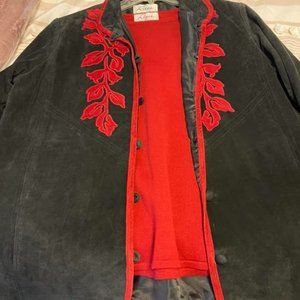 Black and red leather jacket